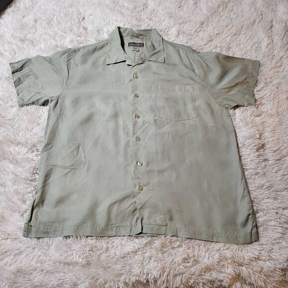 Weekendz off Men's short sleeve button-down celery tencel casual shirt S - Picture 1 of 5